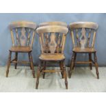 Four 19th century Windsor kitchen chairs, stamped to back J Sharples