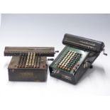 Two Monroe vintage mechanical calculators