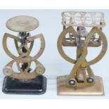 Two pairs of bilateral or swinging weight type postage scales, height of larger 15.6cm