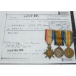 British Army WWI medals comprising 1914/1915 Star, War Medal and Victory Medal, named to 12643 Pte D