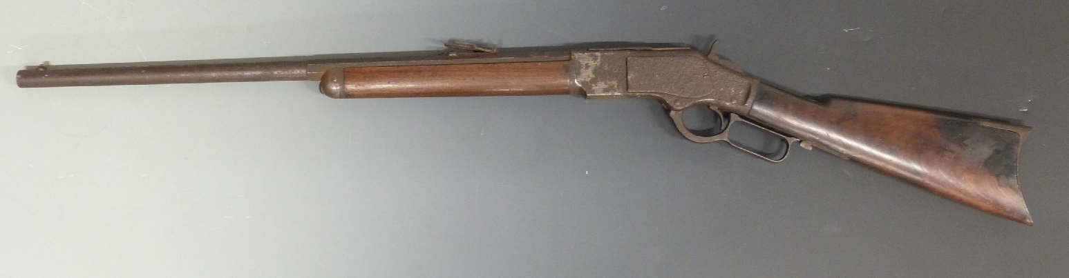 Winchester Model 1873 .44 saddle ring underlever rifle with adjustable pop-up sights, steel butt - Image 5 of 7