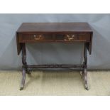 Regency style two drawer sofa table, min L 88cm