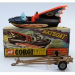 Corgi Toys model Batboat and Trailer 107, in original box.