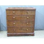 Victorian mahogany chest of two over three drawers with turned handles, W124 x D53 x H121cm