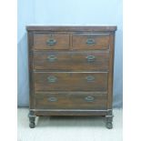 Victorian mahogany chest of two over three drawers, W97 x D46 x H118cm