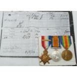 British Army WWI medals comprising Aug-Nov 1914 (Mons) Star, War Medal and Victory Medal, named to