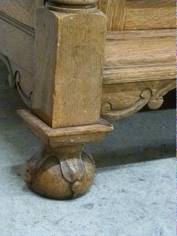 Art Nouveau oak sideboard with bevelled astragal glazed cabinet to top, the base fitted three - Image 2 of 7