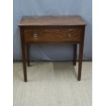 A 19thC oak lowboy or side table with single drawer, raised on square tapering legs, W81 x D47 x