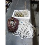 Various lengths of rope and an anchor, the rope mainly yachting quality