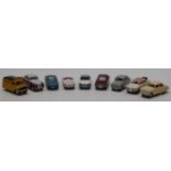 Nine Corgi Toys diecast model vehicles comprising Bedford AA Road Service Van 408, Vauxhall Velox