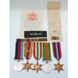 Royal Air Force WWII medals comprising 1939/1945 Star, Africa Star with 1942-1943 clasp, Italy Star,