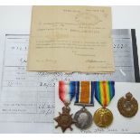 British Army WWI medals comprising 1914/1915 Star, War Medal and Victory Medal named to 97790 SPR