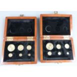 Two cased sets of weights 1oz downwards, ex Monmouthshire Trading Standards