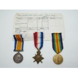 British Army WWI medals comprising 1914/1915 Star, War Medal and Victory Medal named to 2333 W F