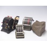 Three vintage mechanical calculators comprising Addi 7, Countess and Resulta-BS7