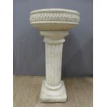 Garden bird bath on reeded column, height 80cm