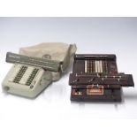 Two vintage mechanical calculators, one Lagomarsino, the other Stima Universal 4