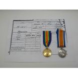 British Army WWI medals comprising War Medal and Victory Medal named to 20430 Pte M Birt,