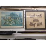 Terence Cuneo print 'The Eastern Countries Otter Hounds' together with a collage of photographs of