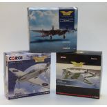 Three Corgi The Aviation Archive 1:72 scale limited edition diecast model aeroplanes DH Vampire FB.9