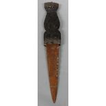 A 19thC carved hardwood dirk, sgian-dubh or dagger with Celtic knot decoration, probably Scottish,