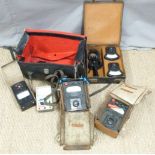 A collection of electrical testing equipment to include Avometers tong test etc