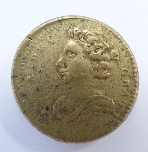 Queen Anne brass coin weight for one gold guinea, left facing bust obverse, crown and crossed - Image 2 of 2