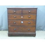 Victorian mahogany chest of two over three drawers, W107 x D54 x H109cm