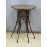 Early 20thC occasional table with plaque marked Goodall Lamb & Heighway Ltd, Manchester,