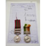 British Army India medal (1896) with two clasps, Tirah 1897-98 and Punjab Frontier 1897-98 and