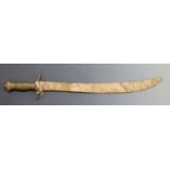 A brass hilted sword with fabric bound blade, possibly Eastern / Indian