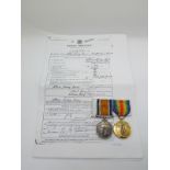British Army WWI medals comprising War Medal and Victory Medal named to 16540 Pte A S Cuss,