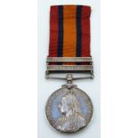 British Army Queens South Africa medal with two clasps, Orange Free State and Cape Colony named to