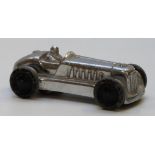 Gaiety Toy Castle Art Product clockwork model racing car with chrome body and driver and black metal