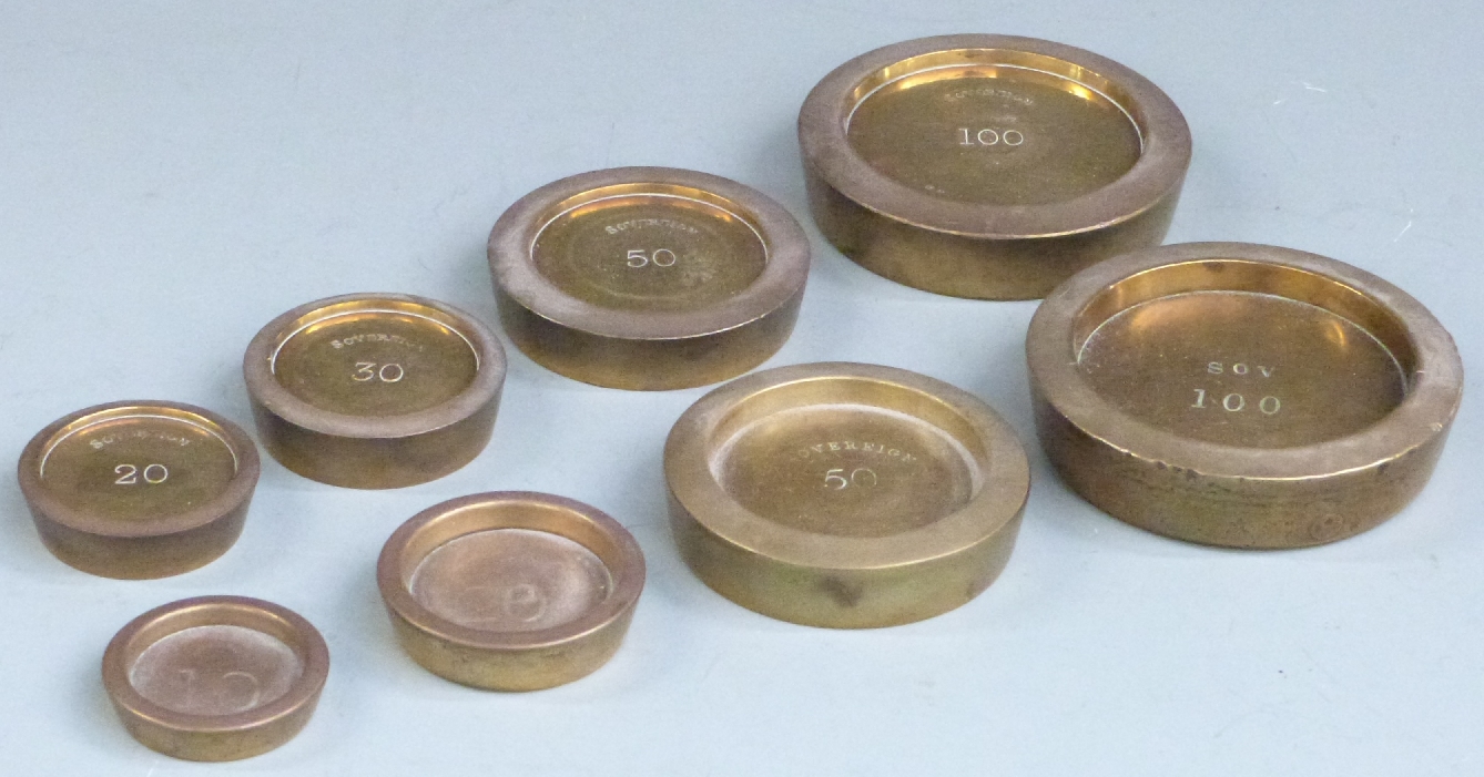 A run of sovereign weights from 100 to 20 sovereigns together with four further sovereign weights