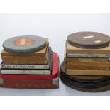 Eighteen 16mm cine film reels including examples marked 'RAF Recruitment', ICI educational examples,