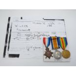 British Army WWI medals comprising 1914/1915 Star, War Medal and Victory Medal named to 1937 L/Cpl F