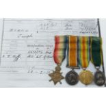 British Army WWI medals comprising 1914/1915 Star, War Medal and Victory Medal, named 851 Driver J