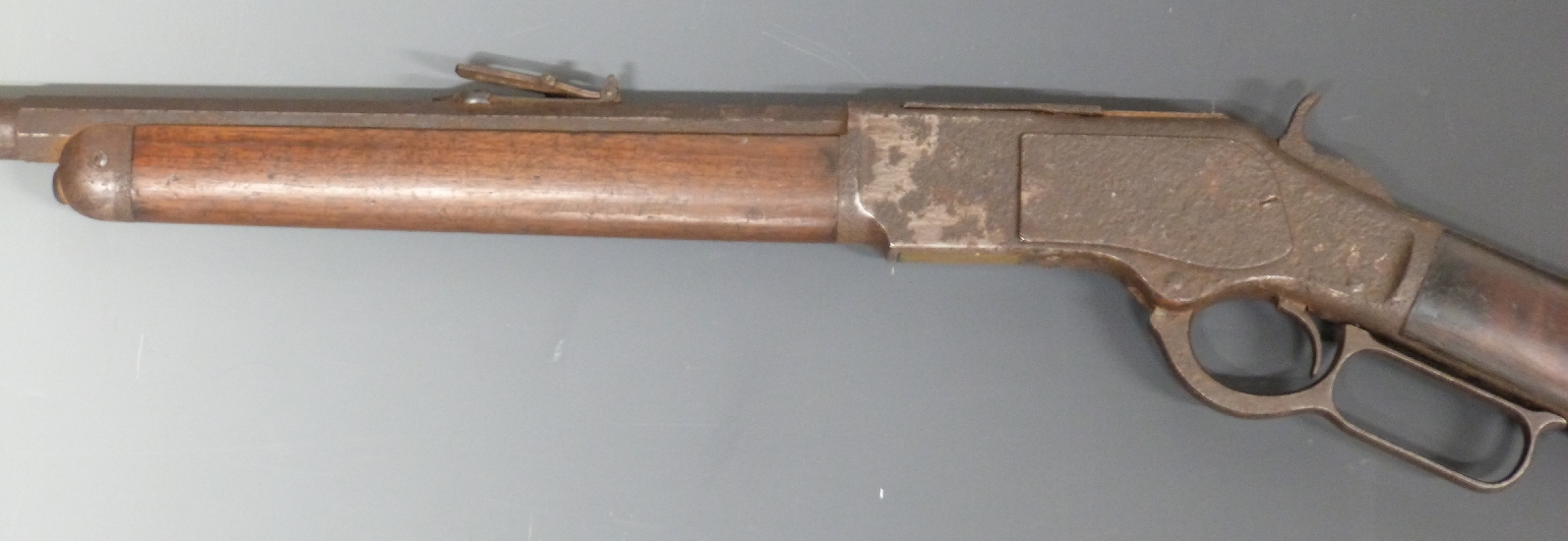 Winchester Model 1873 .44 saddle ring underlever rifle with adjustable pop-up sights, steel butt - Image 7 of 7