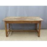 French oak kitchen table with two drawers, L162 x W74 x H74cm