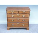 Georgian mahogany bachelor's chest of two over three graduated drawers raised on bracket feet, W79 x