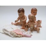 Seven various bisque headed and composite dolls including Armand Marseille 351/710, BND London,