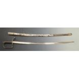 Australian 1861 pattern sabre with 80cm blade and metal scabbard