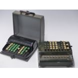 Two vintage mechanical calculators one Plus the other Contex in carry case