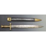 French 1831 pattern Foot Artillery short sword inscribed 1846 to the 48cm blade, stamped 1-139 to