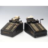 Burrough's Portable vintage printing mechanical calculator and a further similar machine