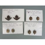 Four sets of British Army Worcestershire Regiment officer's and OR's collar stars / badges