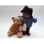 Two vintage Teddy bears comprising one Paddington and one with blonde fur and jointed limbs, each