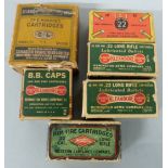 One hundred and fifty one .22 rifle cartridges, in six vintage boxes. PLEASE NOTE THAT A VALID