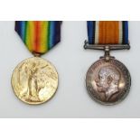 British Army WWI medals comprising War Medal and Victory Medal named to M337768 Pte. J.T.Tutt,